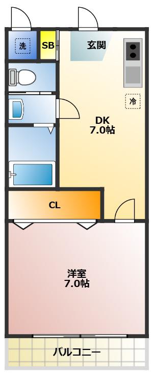 コーポアイリス(1LDK/3階)の間取り写真