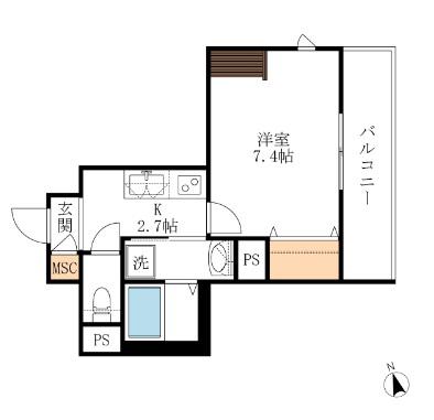 へーベルビルズ元住吉(1K/4階)の間取り写真
