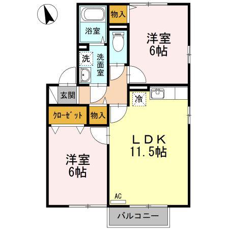 コーポKSM(2LDK/2階)の間取り写真