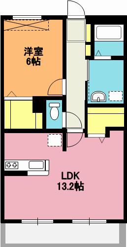 オークヒル宮本町(1LDK/1階)の間取り写真