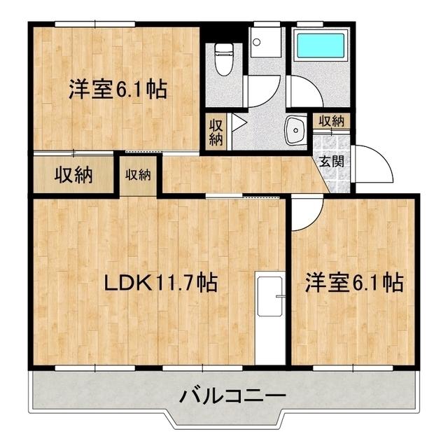 自由ヶ丘シティハウス(2LDK/4階)の間取り写真