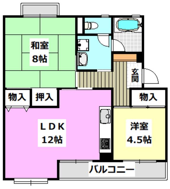 エクセレントライフ真砂(2LDK/2階)の間取り写真