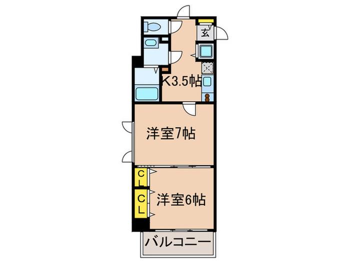 大谷町アネックス(2K/4階)の間取り写真