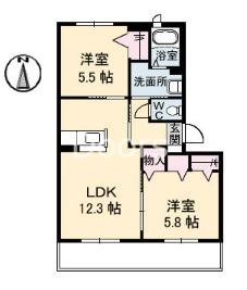 シャーメゾンエスペランサ(2LDK/1階)の間取り写真