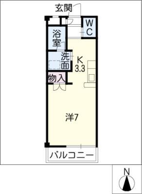 プログレス(1K/1階)の間取り写真
