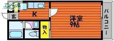 アークヒルズ西古松(1K/2階)の間取り写真