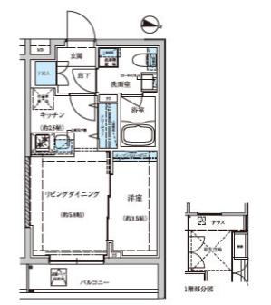WEAVE BASE OJI KAMIYA(1LDK/2階)の間取り写真