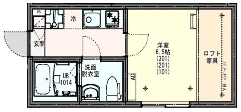 クレイス東千葉(1K/2階)の間取り写真