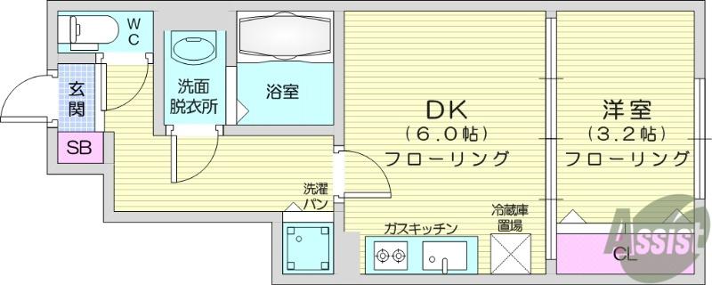 EL PASEO(1DK/1階)の間取り写真
