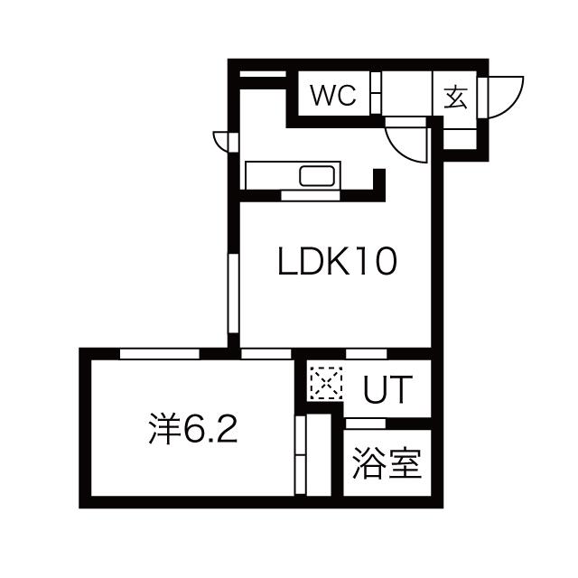 グローリア南10条(1LDK/1階)の間取り写真