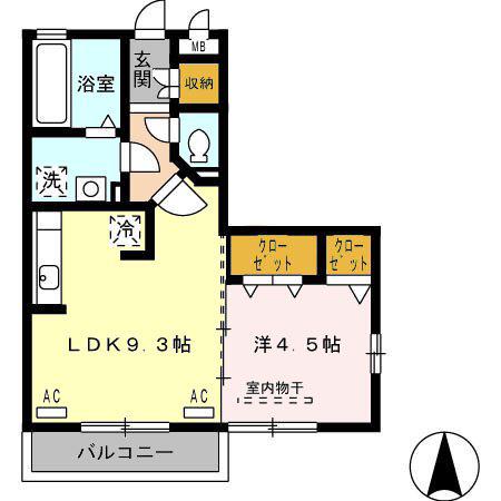 エクセレント アイランド(1LDK/2階)の間取り写真
