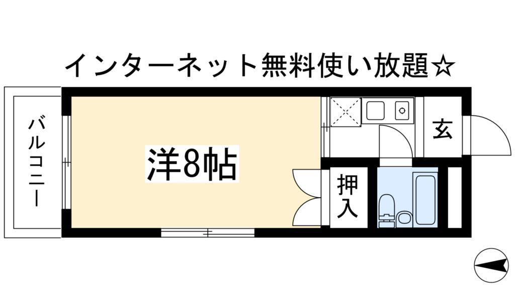 プロムナード宝ヶ池(1K/1階)の間取り写真