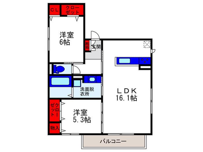 エムズコート北桜塚(2LDK/2階)の間取り写真