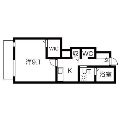 グレイスワン(1K/1階)の間取り写真