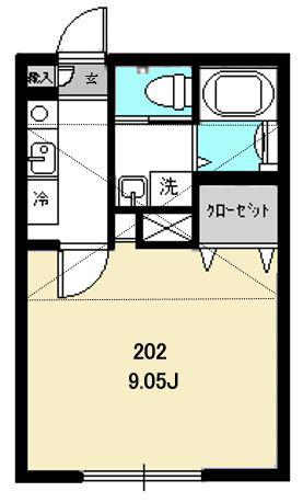 チェスターハウス(1K/2階)の間取り写真