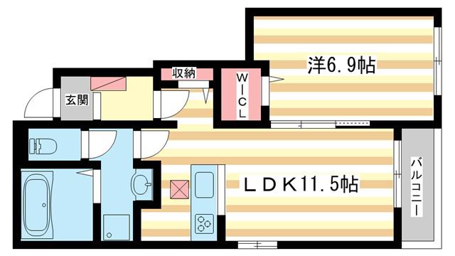 カーサセレノ(1LDK/1階)の間取り写真