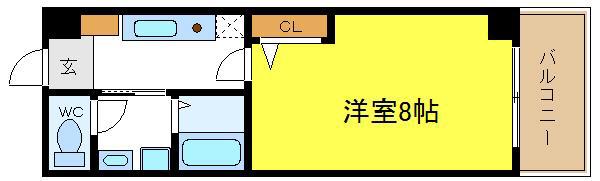 ビガーポリス118東田辺(1K/6階)の間取り写真