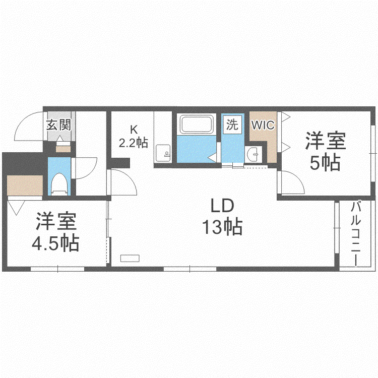 ブランシャールSH大通(2LDK/1階)の間取り写真