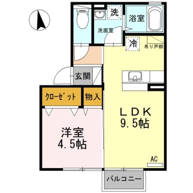 アムール(1LDK/2階)の間取り写真
