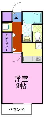 陽だまりハイツ2000B(1K/3階)の間取り写真