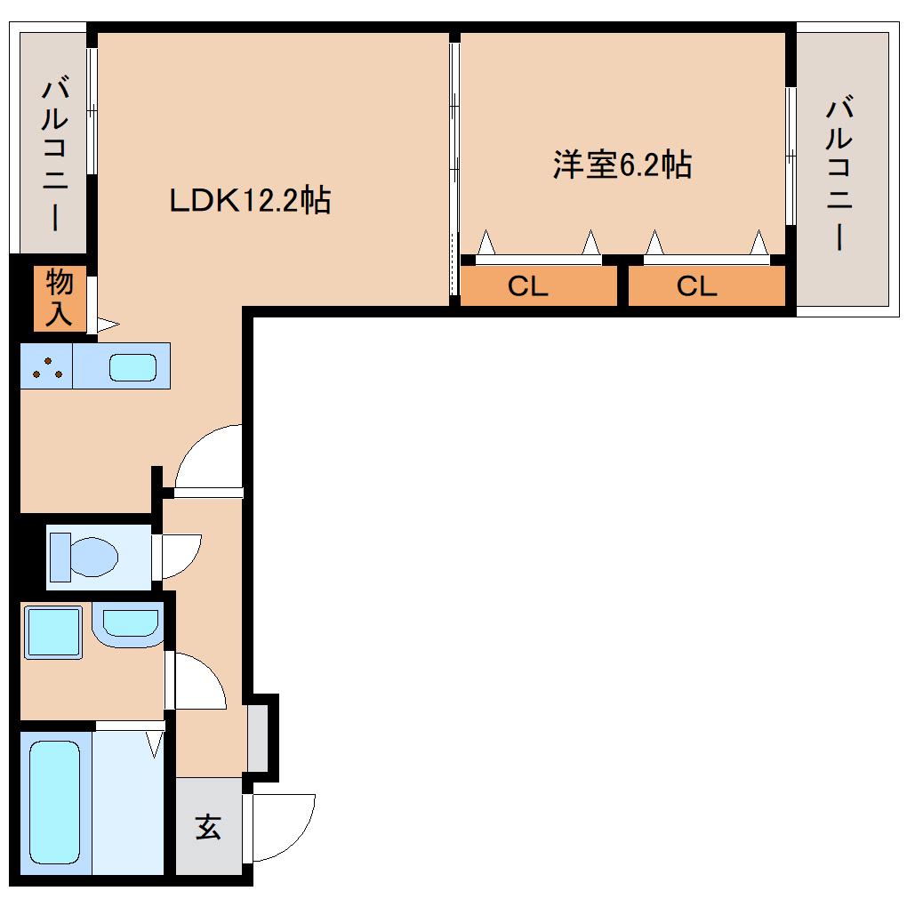 ラヴィエールII(1LDK/1階)の間取り写真