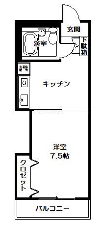 石島城山マンション(1LDK/3階)の間取り写真