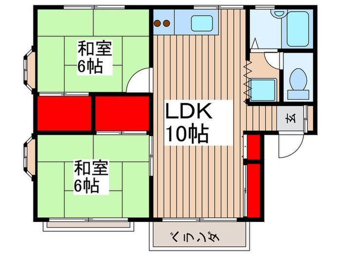 フォレストイン春日(2LDK/2階)の間取り写真