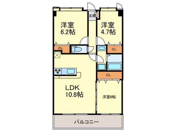 ザ・ブルックハウス(3LDK/3階)の間取り写真