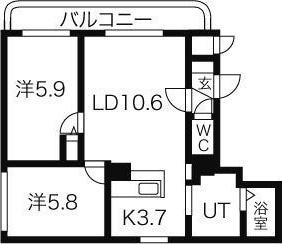 ルーチェ東札幌(2LDK/3階)の間取り写真