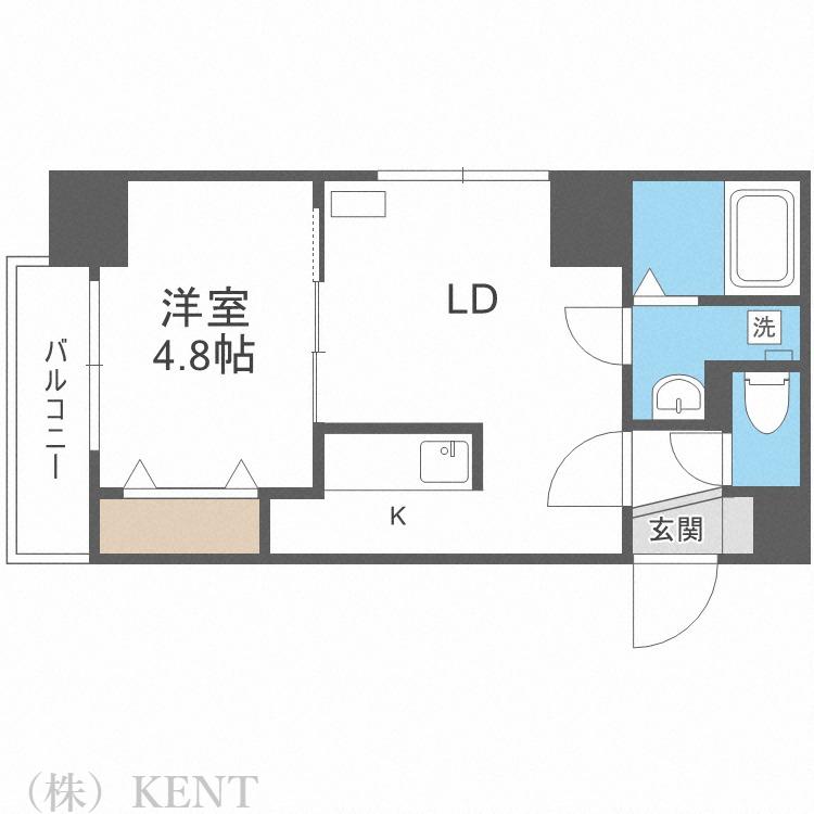 レジディア北二条イーストIII(1LDK/9階)の間取り写真