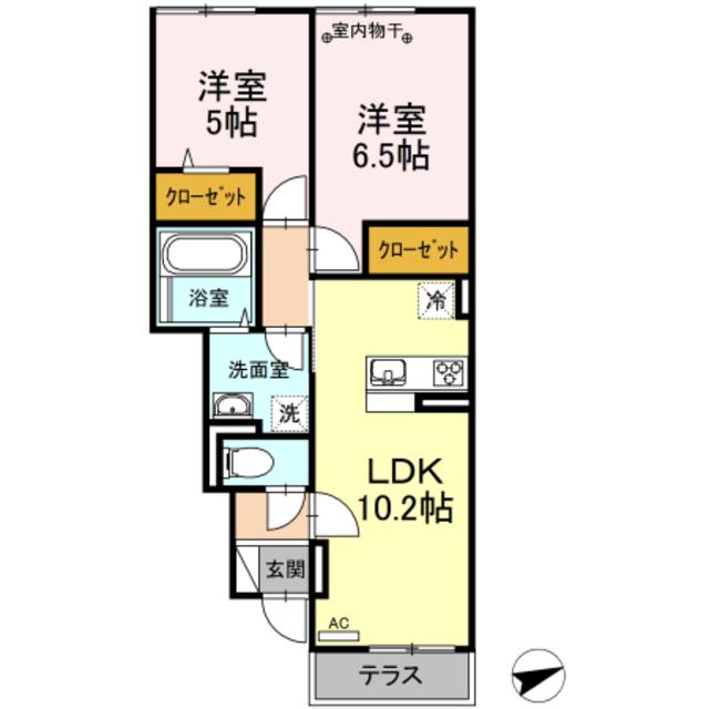 GRANDAY(2LDK/1階)の間取り写真