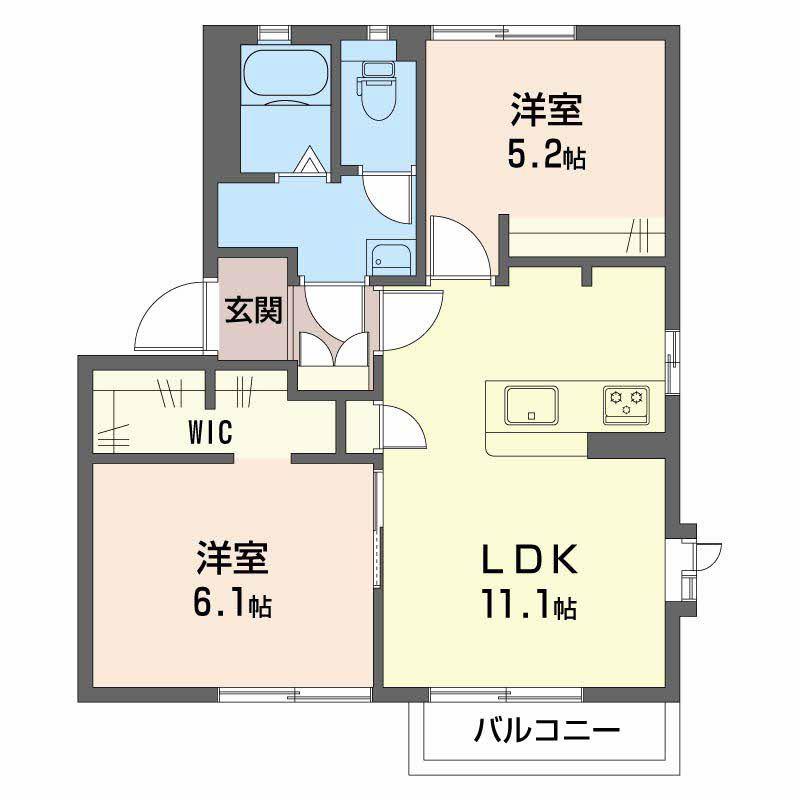 ディアス(2LDK/1階)の間取り写真