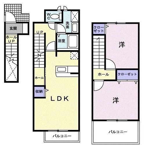 ゴーチェ(2LDK/2階)の間取り写真