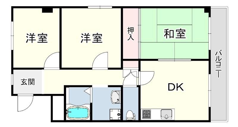 青木グリーンハイツ(3DK/2階)の間取り写真