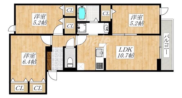 セレスティア西ケ原(3LDK/2階)の間取り写真