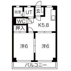 サントピア東山(2DK/2階)の間取り写真