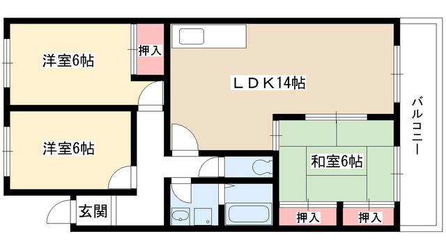 望が丘ビル(3LDK/3階)の間取り写真