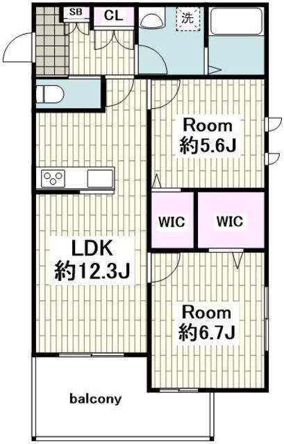 COMFORT RESIDENCE上大岡V(2LDK/3階)の間取り写真
