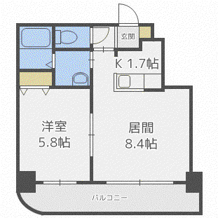 メトロサイド大通(1LDK/8階)の間取り写真