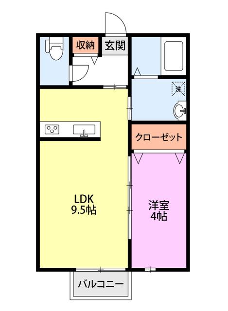 ベルハウス(1LDK/2階)の間取り写真