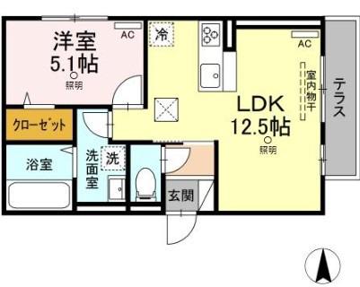 グレース(1LDK/1階)の間取り写真