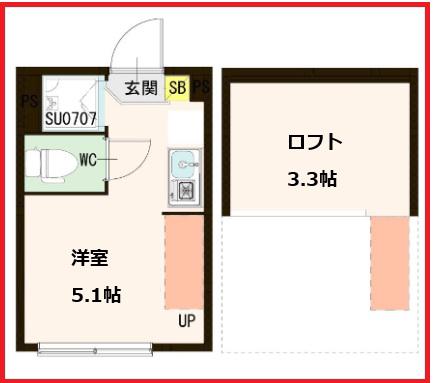アネックス(ワンルーム/2階)の間取り写真