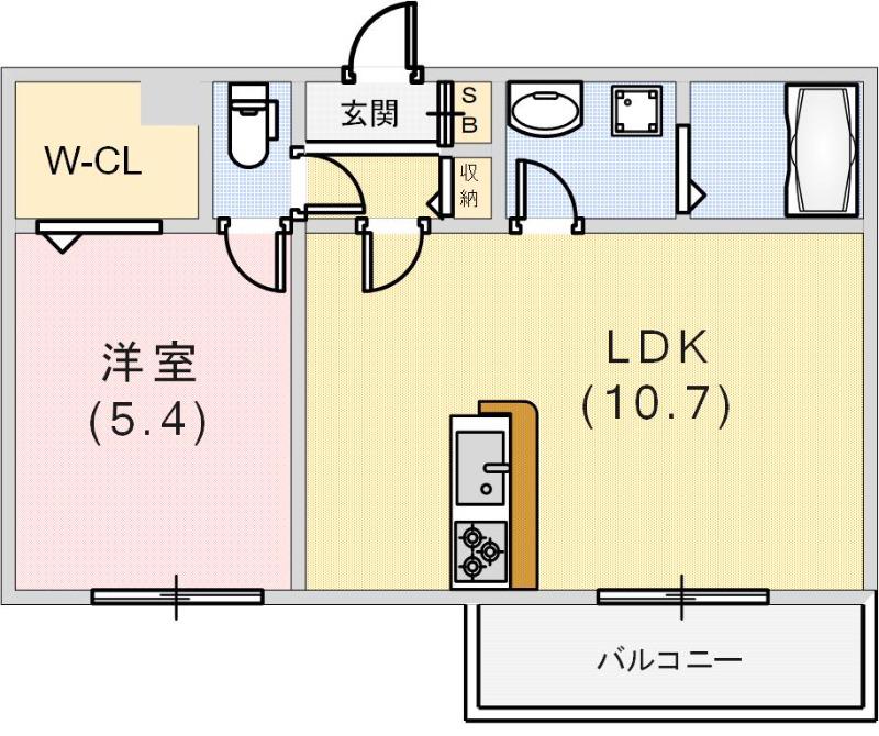 アトラエンテ御崎公園(1LDK/3階)の間取り写真