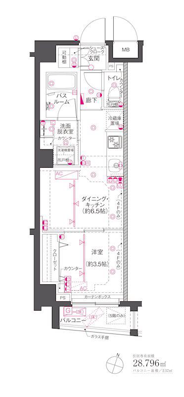 ZOOM渋谷笹塚SECOND(1DK/3階)の間取り写真
