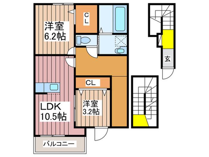 BRISE(2LDK/3階)の間取り写真