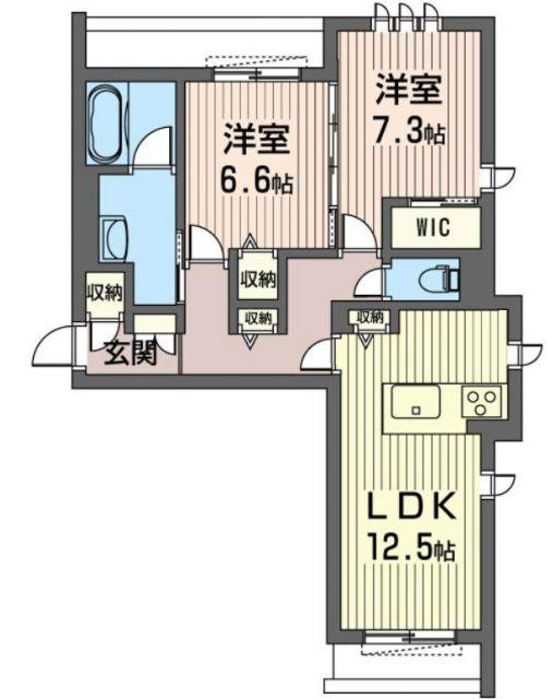 アロッジオ H(2LDK/1階)の間取り写真