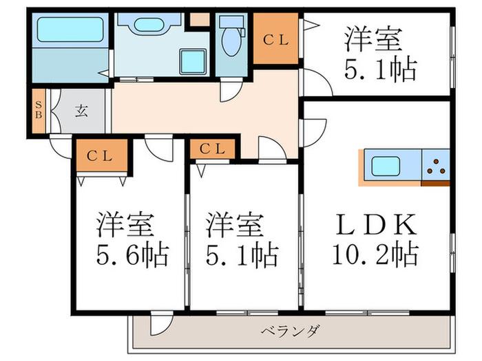 ラフィナス(3LDK/3階)の間取り写真