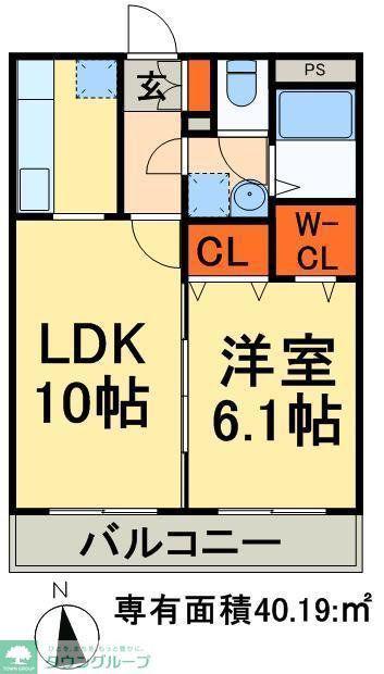 エクシードきよしが丘(1LDK/1階)の間取り写真