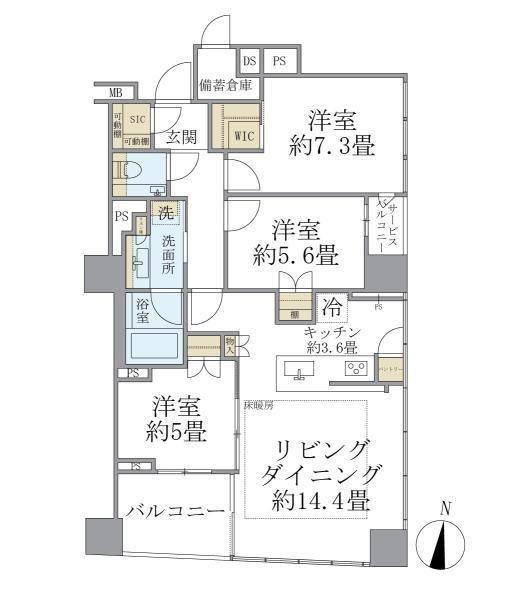 ブリリア二番町(3LDK/12階)の間取り写真