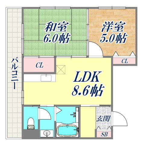 サンシャトー板宿(2DK/4階)の間取り写真